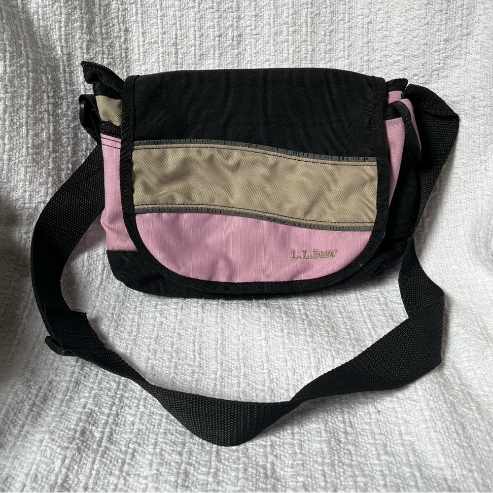 Vintage pink black and tan L.L. Bean cross body bag / Fanny pack
